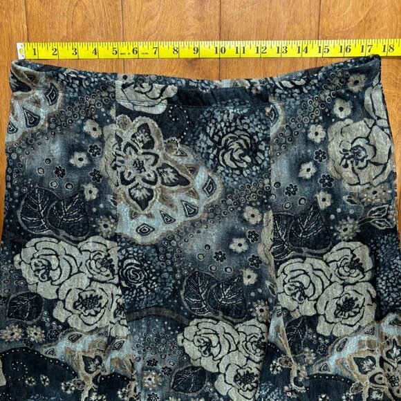 Coldwater Creek Women Midi Skirt Sz L Pull On Dark Floral Cottagecore Whimsigoth - Picture 9 of 10